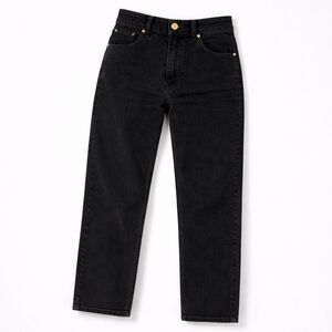 Escada Vintage Black designer jeans with signature gold hardware and metal logo